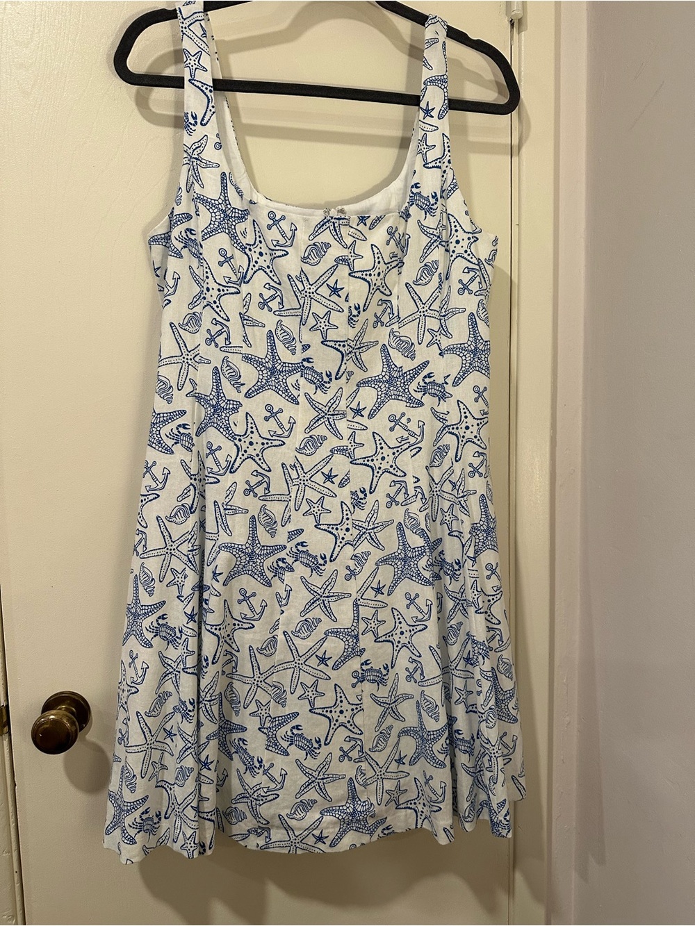 Women’s White & Blue Starfish Beach Summer Print Dress. Size 12
